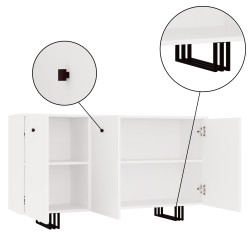 Komoda KLARA z szafkami 150 cm biały mat/czarny