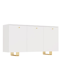 Komoda KLARA z szafkami 150 cm biały mat/czarny