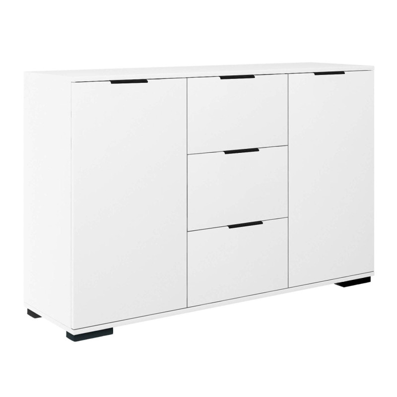 Komoda z szufladami i szafkami ABS-120 K3 biała/uchwyt czarny krawędziowy Komoda z szufladami i szafkami ABS-120 K3 biała/uchwyt czarny krawędziowy
