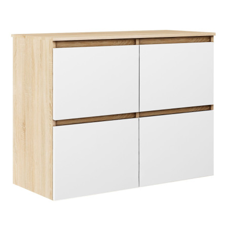 Komoda MEGAN K4 z szafkami 90 cm dąb sonoma/biały