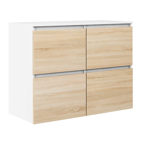 Komoda MEGAN K4 z szafkami 90 cm biały/dąb sonoma
