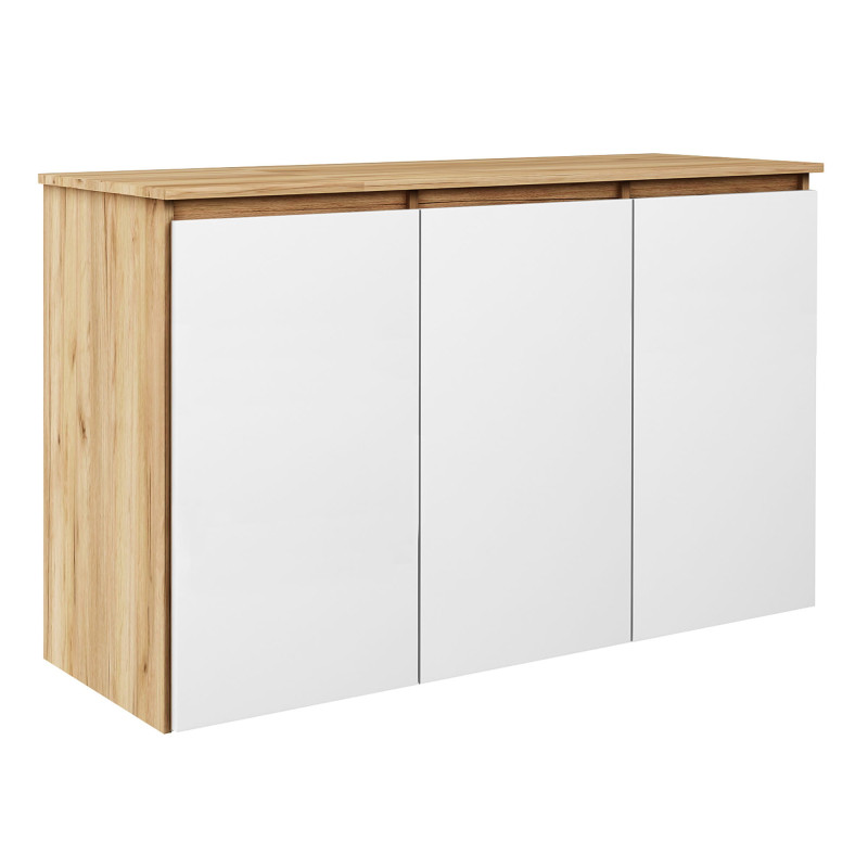 Komoda MEGAN K1 z szafkami 120 cm dąb złoty/biały Komoda MEGAN K1 z szafkami 120 cm dąb złoty/biały