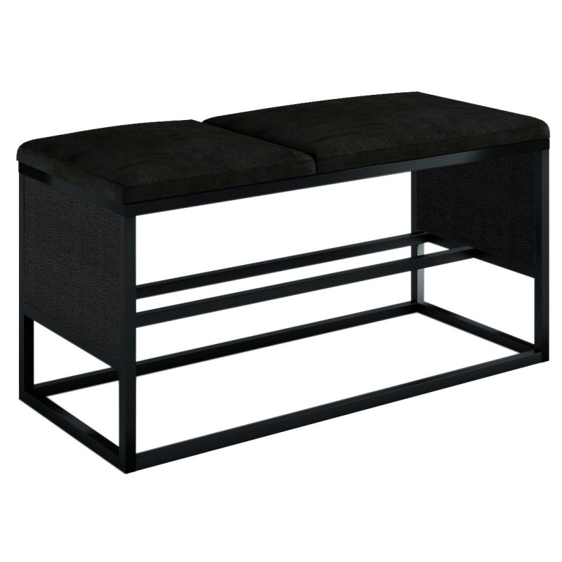 Szafka na buty metal LOFT czarna z czarnym siedziskiem Szafka na buty metal LOFT czarna z czarnym siedziskiem