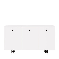 Komoda KLARA z szafkami 150 cm biały mat/czarny