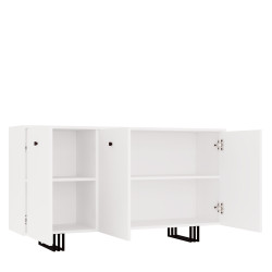 Komoda KLARA z szafkami 150 cm biały mat/czarny